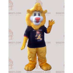 BIGGYMONKEY™ stor mjuk gul lejonmaskotdräkt med t-shirt -
