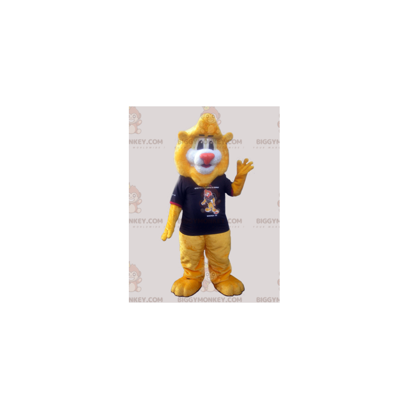 BIGGYMONKEY™ Big Soft Yellow Lion Mascot Costume With Tee –