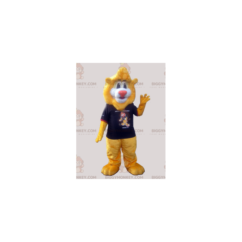 Costume de mascotte BIGGYMONKEY™ de gros lion jaune tout doux