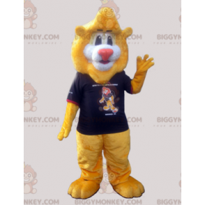BIGGYMONKEY™ Store bløde gule løvemaskotkostume med t-shirt -