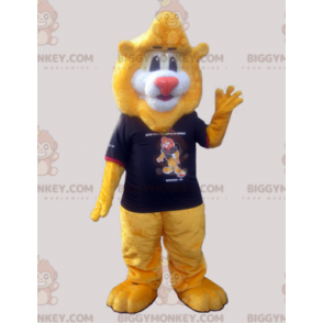 Costume de mascotte BIGGYMONKEY™ de gros lion jaune tout doux