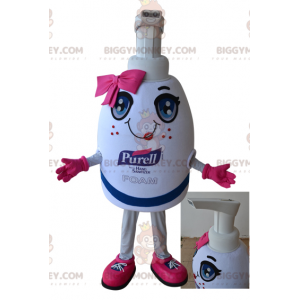 Hvid og lyserød kæmpe sæbeflaske BIGGYMONKEY™ maskotkostume -