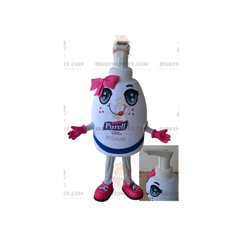 Botella de jabón gigante blanca y rosa Disfraz de mascota