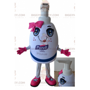 Costume de mascotte BIGGYMONKEY™ de flacon de savon géant blanc