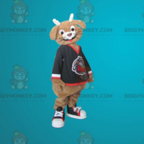 Costume de mascotte BIGGYMONKEY™ de lapin marron et blanc