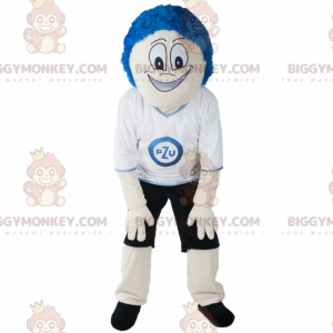 Disfraz de mascota BIGGYMONKEY™ con mosca azul y negra en ropa deportiva