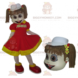 Costume de mascotte BIGGYMONKEY™ de petite fille en robe rouge