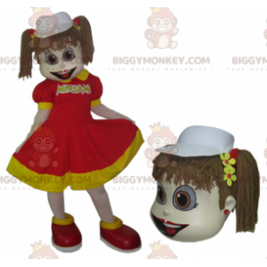 Disfraz de mascota Little Girl BIGGYMONKEY™ con vestido rojo y