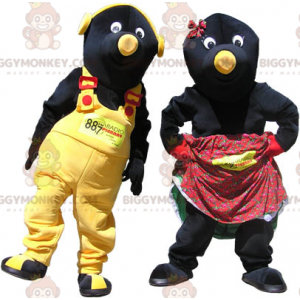 2 mascota BIGGYMONKEY™s pareja de topos negros y amarillos -