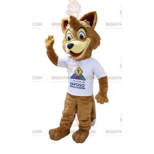 Costume de mascotte BIGGYMONKEY™ de renard marron clair beige