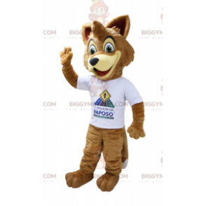 BIGGYMONKEY™ Mascot Costume Light Brown Beige Fox With White