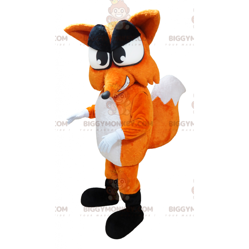 BIGGYMONKEY™ μασκότ στολή πορτοκαλί και λευκή γιγάντια αλεπού