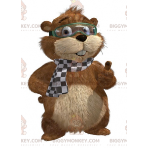 Καφέ και μπεζ κοστούμι μασκότ BIGGYMONKEY™ Groundhog με μάσκα -