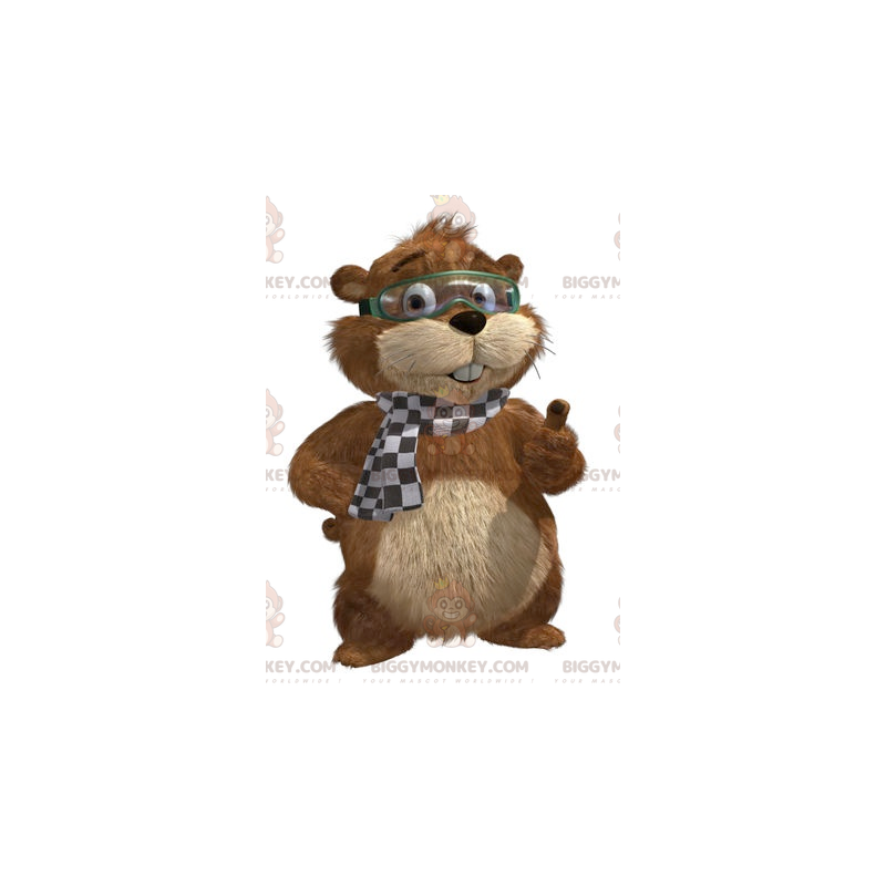 Bruin en beige Groundhog BIGGYMONKEY™ mascottekostuum met