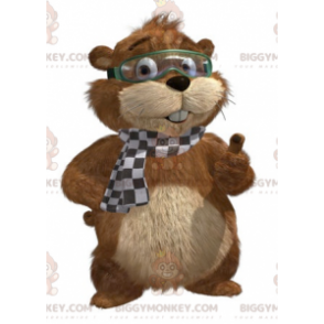 Costume de mascotte BIGGYMONKEY™ de marmotte marron et beige