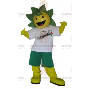 BIGGYMONKEY™ mascottekostuum van gele en groene sneeuwman met