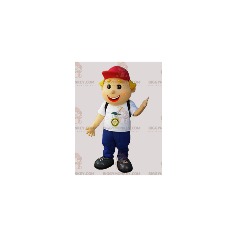 Smiling Young Boy School Boy BIGGYMONKEY™ Mascot Costume -