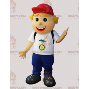 Disfraz de mascota BIGGYMONKEY™ de niño escolar sonriente -