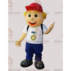 Kostium maskotka uśmiechnięty chłopiec szkolny BIGGYMONKEY™ -