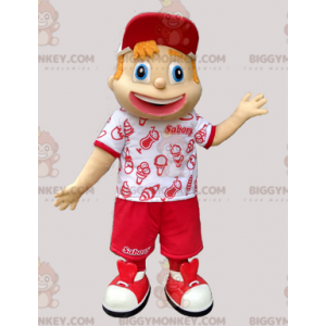 BIGGYMONKEY™ Maskottchen-Kostüm für Jungen in Rot und Weiß -