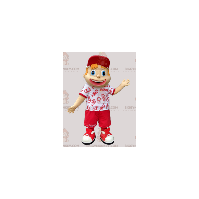 BIGGYMONKEY™ Young Boy Red and White Holiday Outfit Mascot