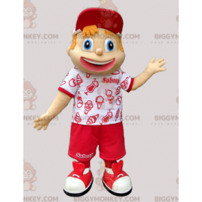 BIGGYMONKEY™ Jonge jongen rood en wit vakantie-outfit