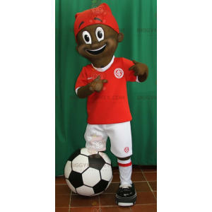 BIGGYMONKEY™ Young African Boy Mascot Costume In Footballer