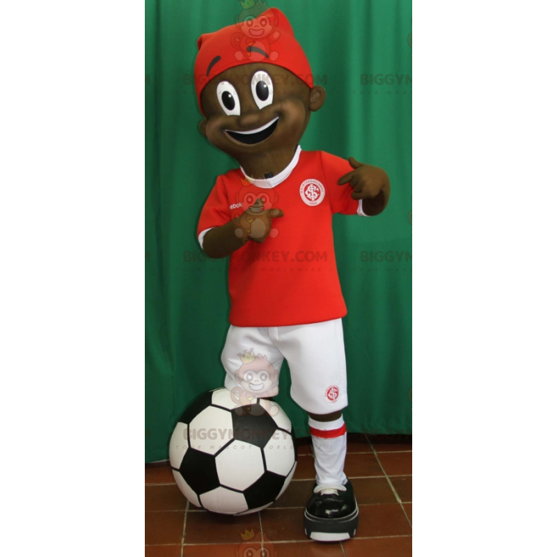 Costume de mascotte BIGGYMONKEY™ de jeune garçon africain en