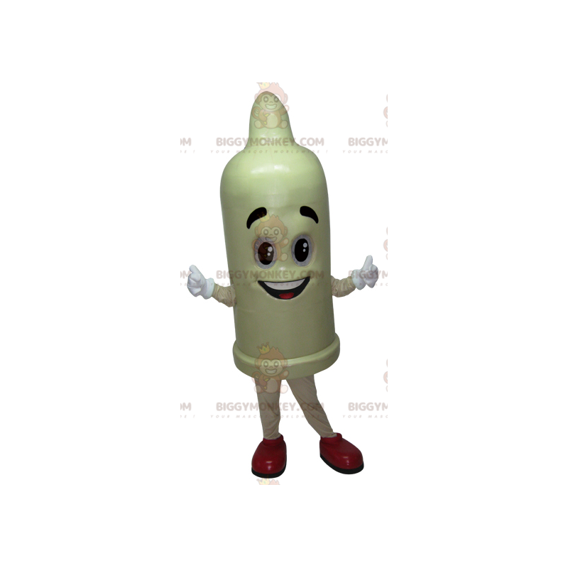 Bílý obří kondom BIGGYMONKEY™ kostým maskota s úsměvem –