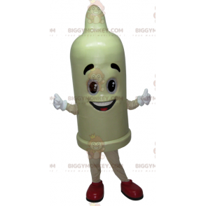 Bílý obří kondom BIGGYMONKEY™ kostým maskota s úsměvem –