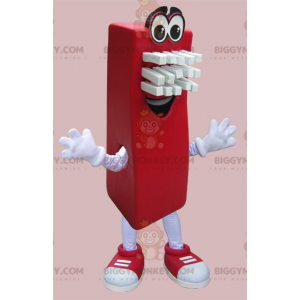 Costume de mascotte BIGGYMONKEY™ de brosse rouge et blanche