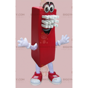 Kostým maskota BIGGYMONKEY™ s úsměvem a obdélníkovým červeným a