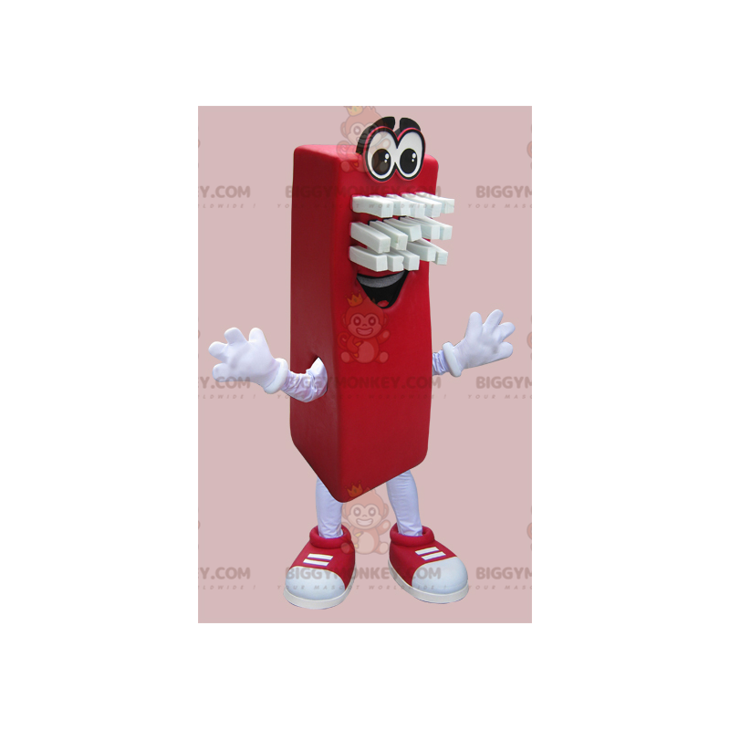 Costume de mascotte BIGGYMONKEY™ de brosse rouge et blanche