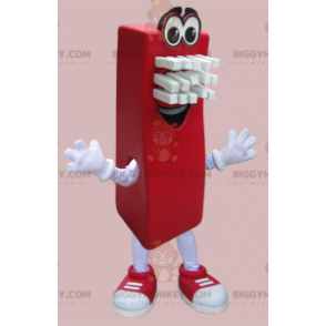 Costume de mascotte BIGGYMONKEY™ de brosse rouge et blanche