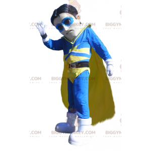 Στολή μασκότ BIGGYMONKEY™ Superhero Vigilante Μπλε και κίτρινο
