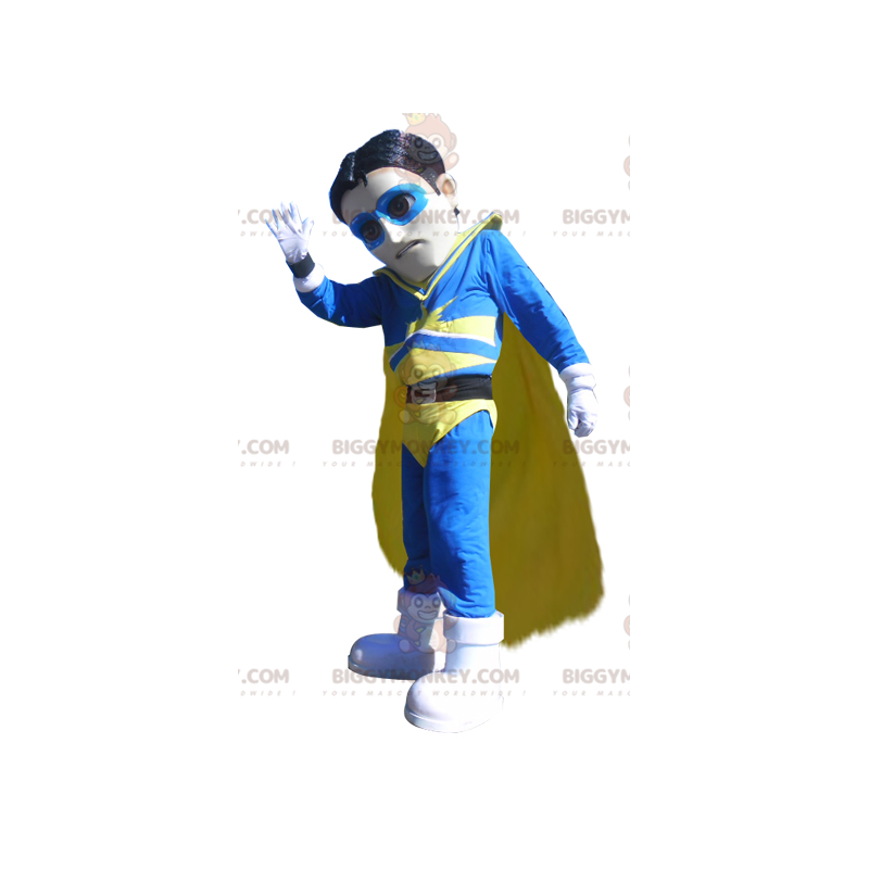 BIGGYMONKEY™ mascotte kostuum superheld burgerwacht blauw en