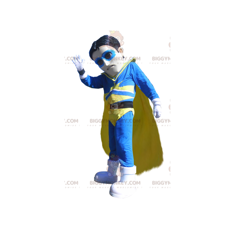 Traje de mascote BIGGYMONKEY™ Super-herói Vigilante Roupa Azul