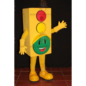 Costume de mascotte BIGGYMONKEY™ de feu tricolore jaune avec la