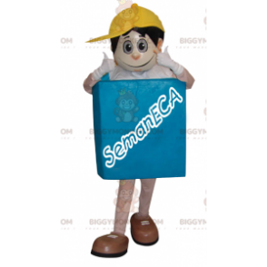 Snowman BIGGYMONKEY™ Mascot Costume with Square Body and Yellow