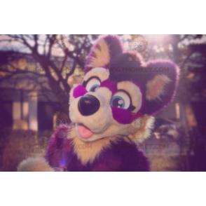 Costume de mascotte BIGGYMONKEY™ de chien violet et rose -