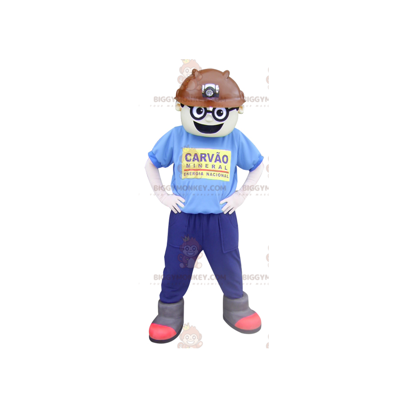 BIGGYMONKEY™ Costume da mascotte uomo lavoratore con elmetto -