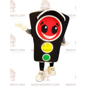 Costume de mascotte BIGGYMONKEY™ de feu tricolore souriant