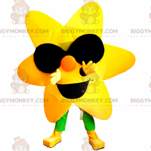 Jättegul blomma BIGGYMONKEY™ maskotdräkt med solglasögon -