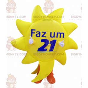 Costume de mascotte BIGGYMONKEY™ de soleil géant jaune avec un