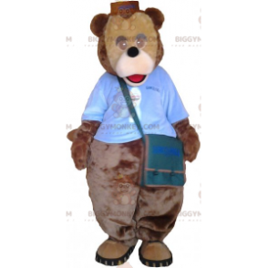 BIGGYMONKEY™ Big Brown Teddy Bear Mascot Costume with Satchel –