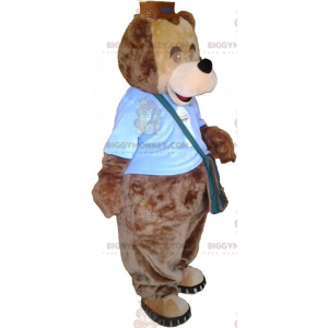 BIGGYMONKEY™ Mascottekostuum met grote bruine teddybeer en tas