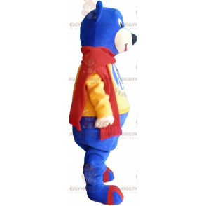 BIGGYMONKEY™ Costume da mascotte Orso blu Orso con sciarpa