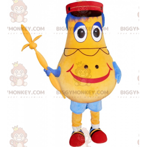 BIGGYMONKEY™ Mascot Costume Yellow Pear Man With Kepi -