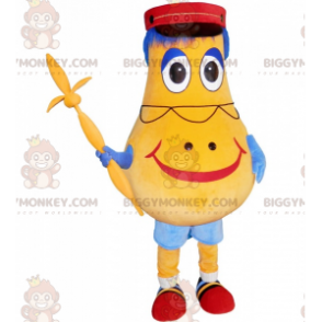 BIGGYMONKEY™ Mascot Costume Yellow Pear Man With Kepi -