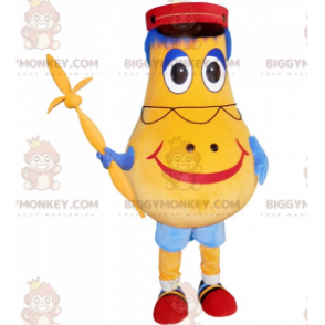 BIGGYMONKEY™ Maskotdräkt Gul Päron Man med Kepi - BiggyMonkey